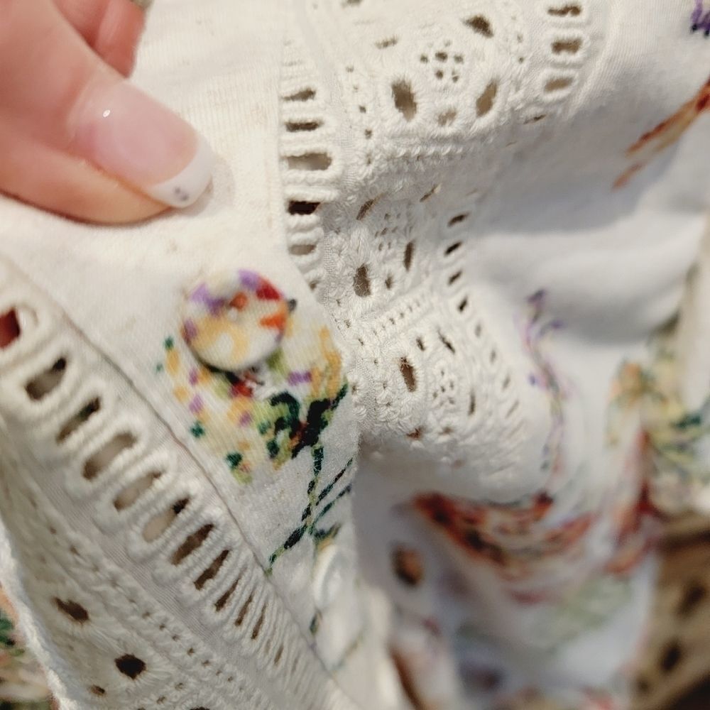 Anthropologie Maeve Flutter Sleeve Floral Lace Eyelet Button Down Top Size Small - Picture 9 of 15